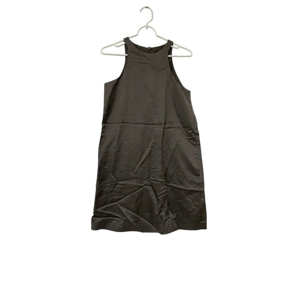 Massimo Dutti Womens Mini Dress XS Gray Flowing Satin Sleeveless 6655/655 NWT - Picture 2 of 11